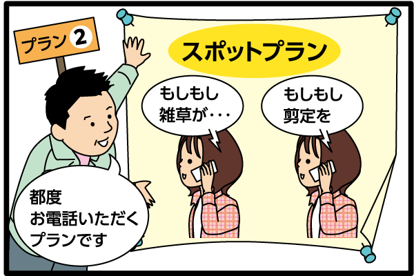 プラン２「スポットプラン」都度、お電話いただくプランです。